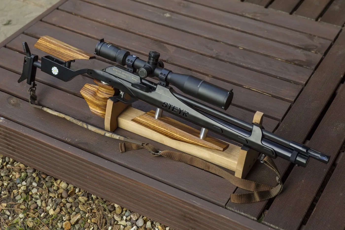 Steyr chassis grip set in Zebrano laminate