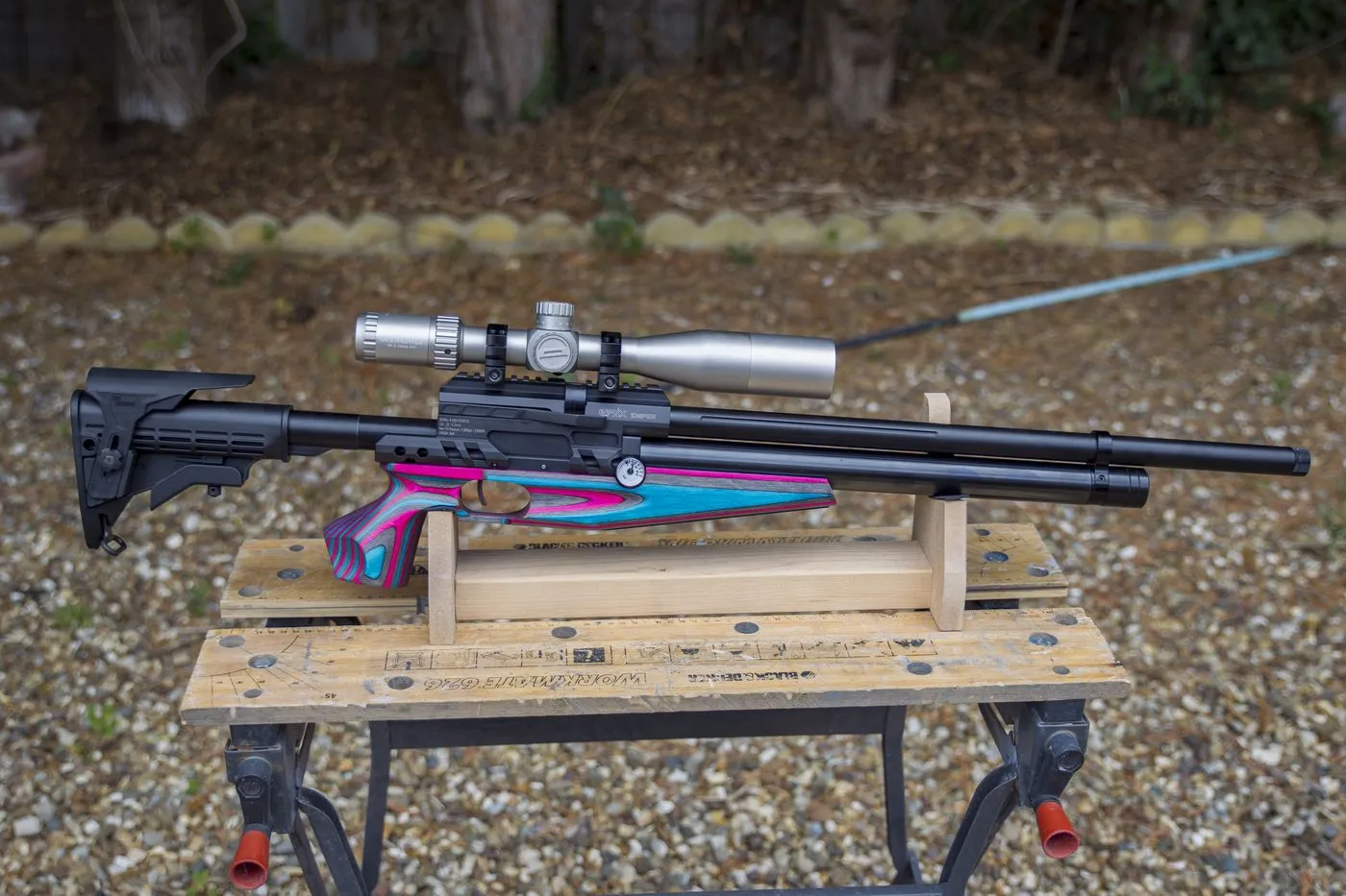 Evanix full-length stock in blue/black laminate